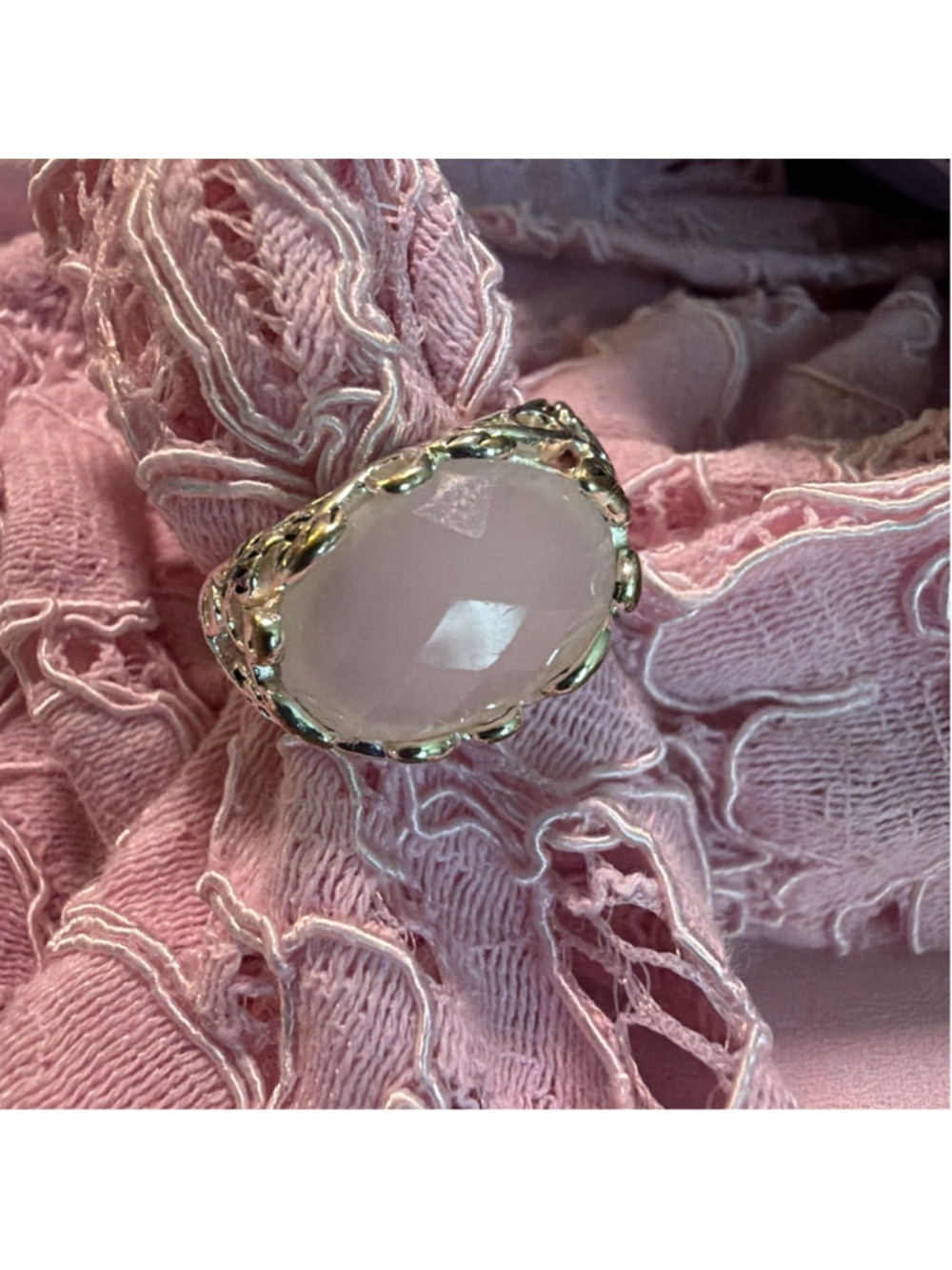 Nataliya V. Collister NVC Moss Agate Floral Ring Sterling Silver 925 CZ